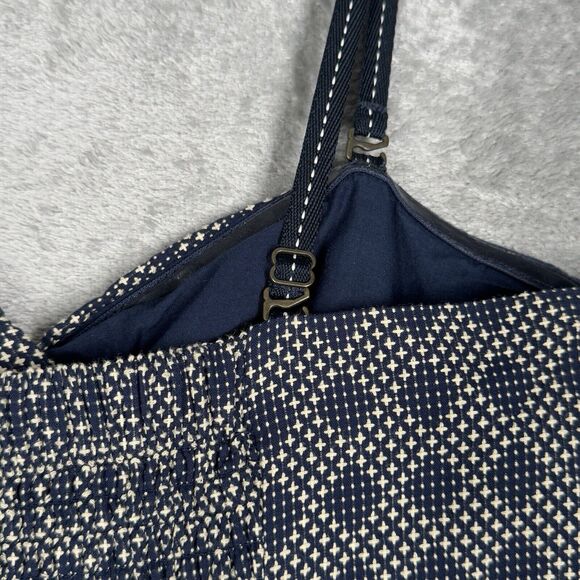 Anthro Elevenses Jumpsuit Women 2 Petite Blue White Geometric Remy Crop Wide Leg - Picture 9 of 11